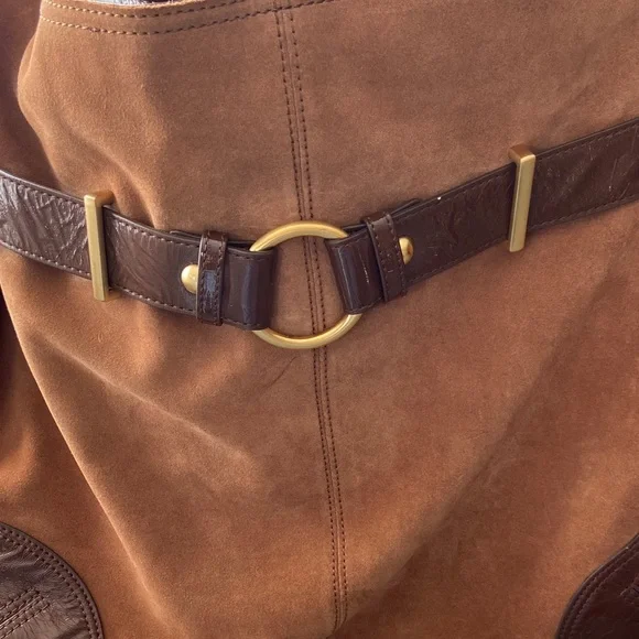 a.n.a Large Tan and Brown Suede Leather Shoulder Bag - Picture 4 of 10